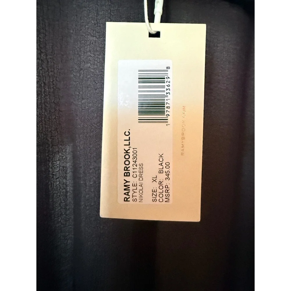 Ramy Brook Nikolai Cover Up Maxi Dress Black Shell Embellished XL NEW